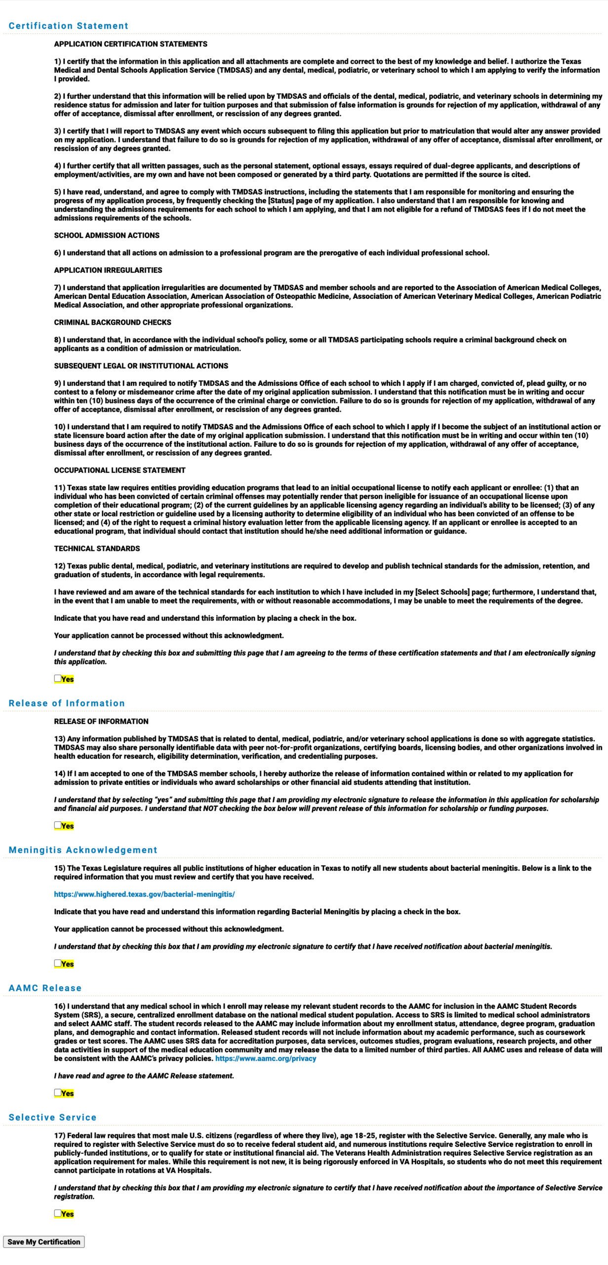 TMDSAS Application Guide - Certification